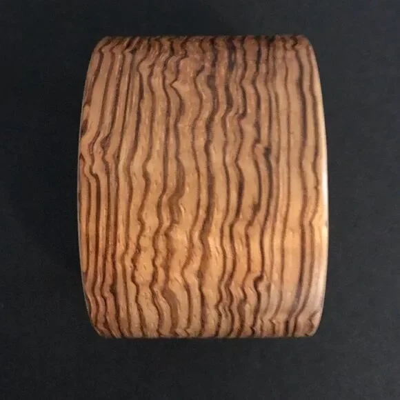 Handmade zebra wood bent veneer cuff. - Picture 2 of 7